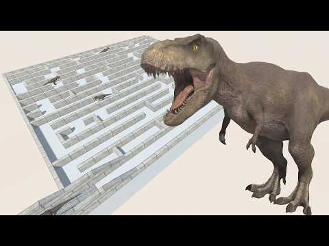 Dinosaur Maze Run: Can They Outrun the Rexy and Others? - Animal Revolt Battle Simulator