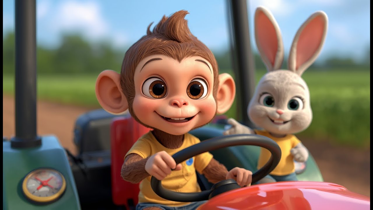 “Baby Monkey Drives Tractor for the First Time 🐵🚜 | Kids Farm Story” EP 3 S1 