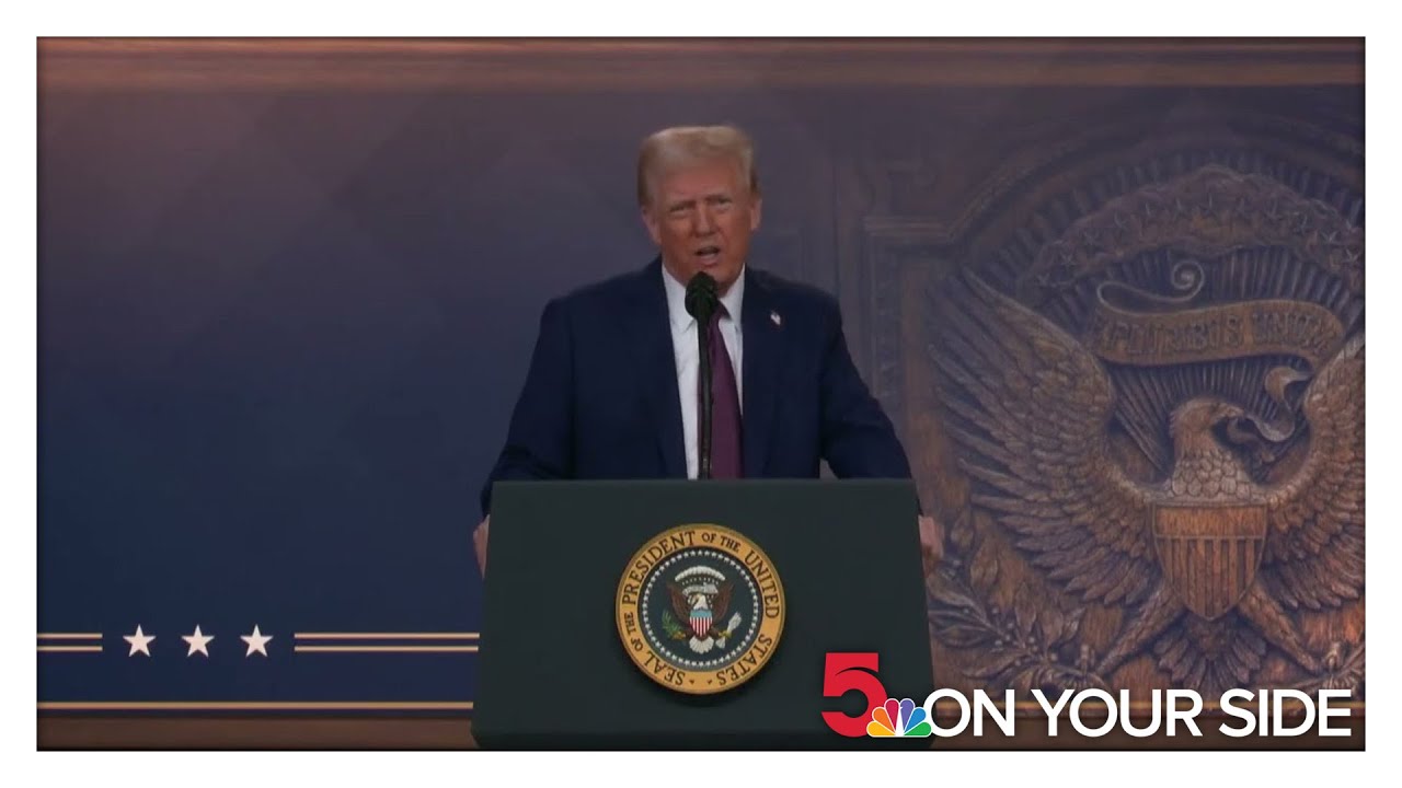 President Donald Trump appears virtually to address the World Economic Forum's annual meeting