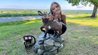 Chainsaw Carving a Baby GOAT!
