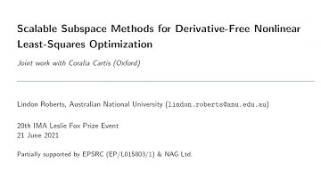 20th IMA Leslie Fox Prize - Scalable Subscape Methods for Derivative-Free NLS Optimization