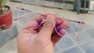 Blue Ray Cut Glass Using Mobile TV And Laptop Rose Gold Metal Frame Glass For Unisex