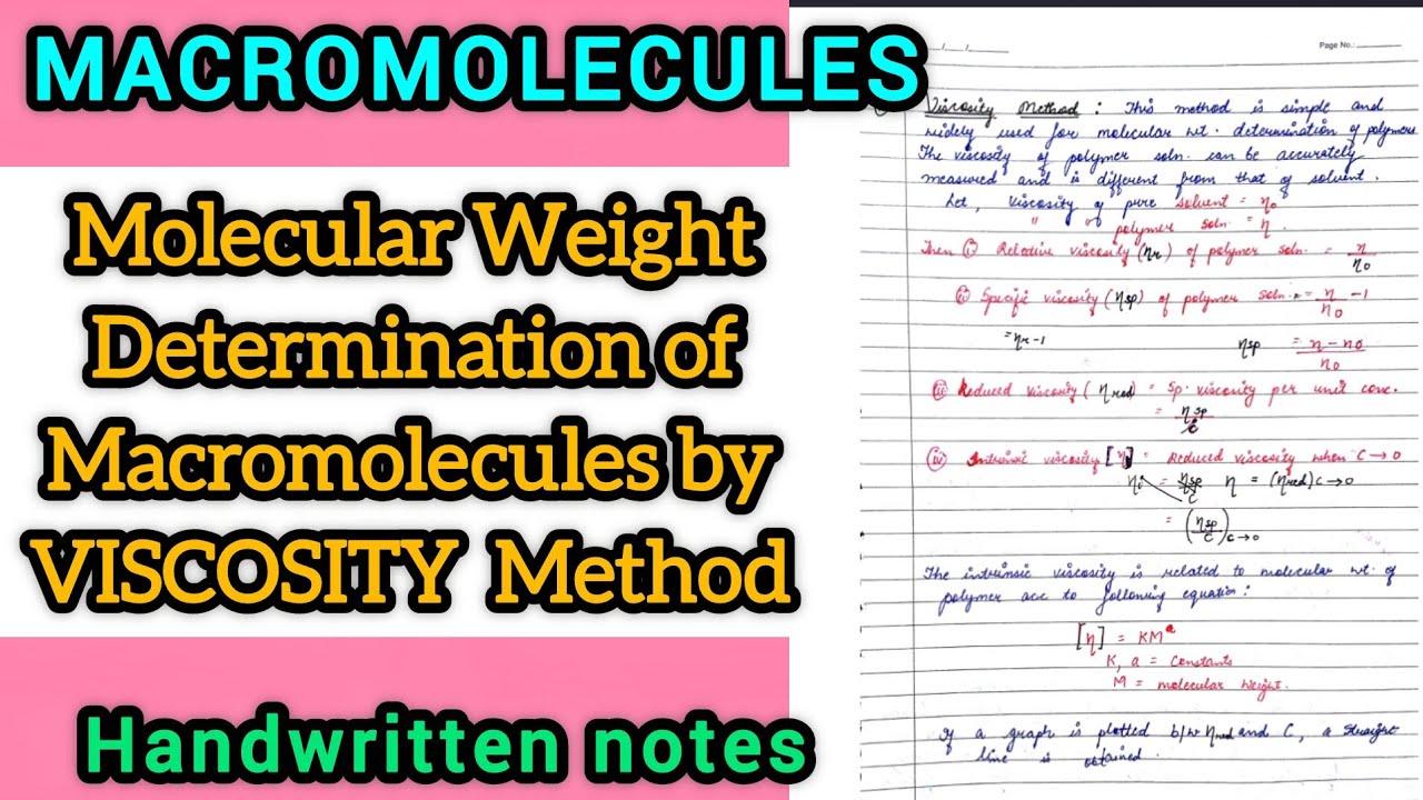 Molecular Wt.Determination of Macromolecules by VISCOSITY method - Macromolecules (MSc 2 Sem)