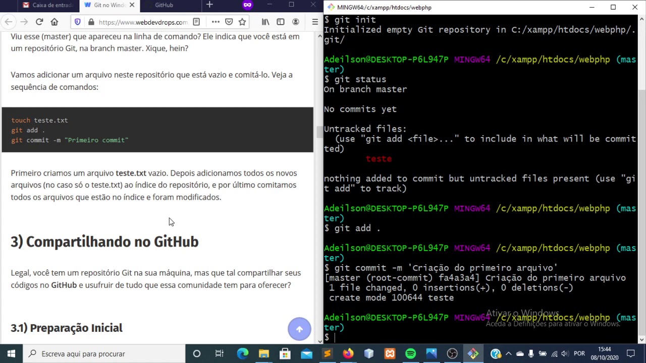 WEBII Git e Github Criando Repositório - YouTube