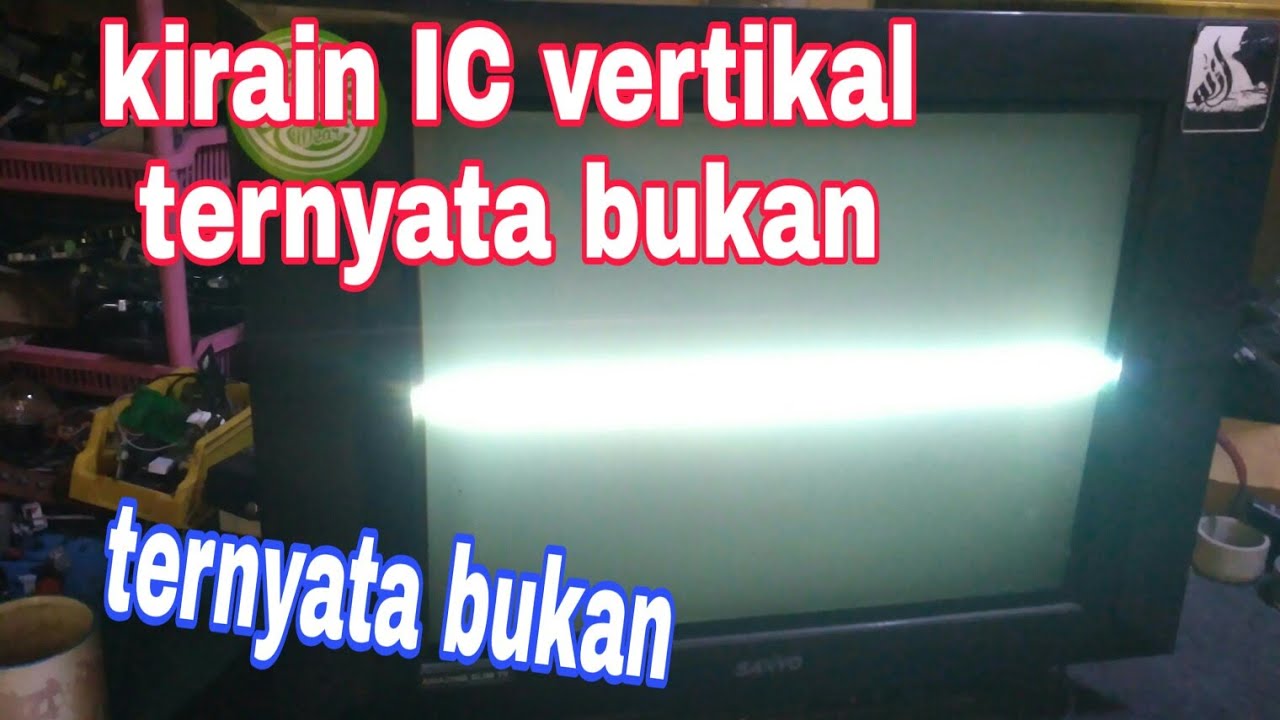 Tv tabung sanyo slim gambar garis vertikal