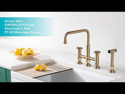 Золотий змішувач для кухні з душем матовий Kraus Urbix KPF-3125BG, видео 1