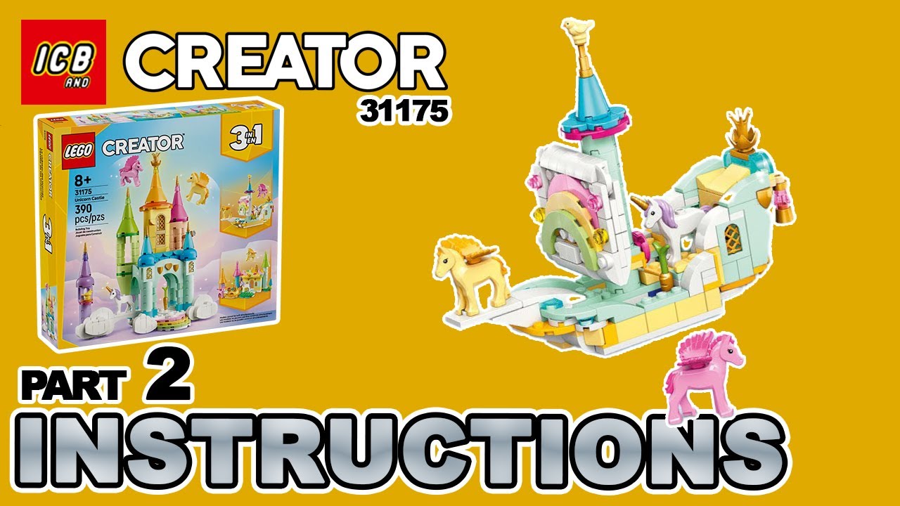LEGO Creator 3-in-1 Unicorn Castle 31175 – 4K Build Instructions Slideshow (Part 2 of 3)