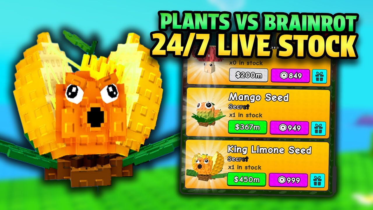 Live 🔴 | 24/7 STOCK & TRADING in PLANTS VS BRAINROTS - YouTube
