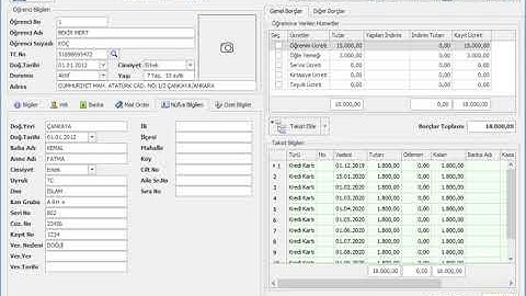 Loft Yazılım - Öğrenci Ücret Takip Programı - Öğrenci Nüfus Bilgileri Girişi
