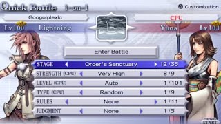 Final Fantasy Dissidia 012 Duodecim II Lightning VS Yuna II My Gameplay
