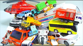 Collect Ambulance, Police Car, Bus, And Garbage Truck Mini Cars In A Box And Run Up A Hill