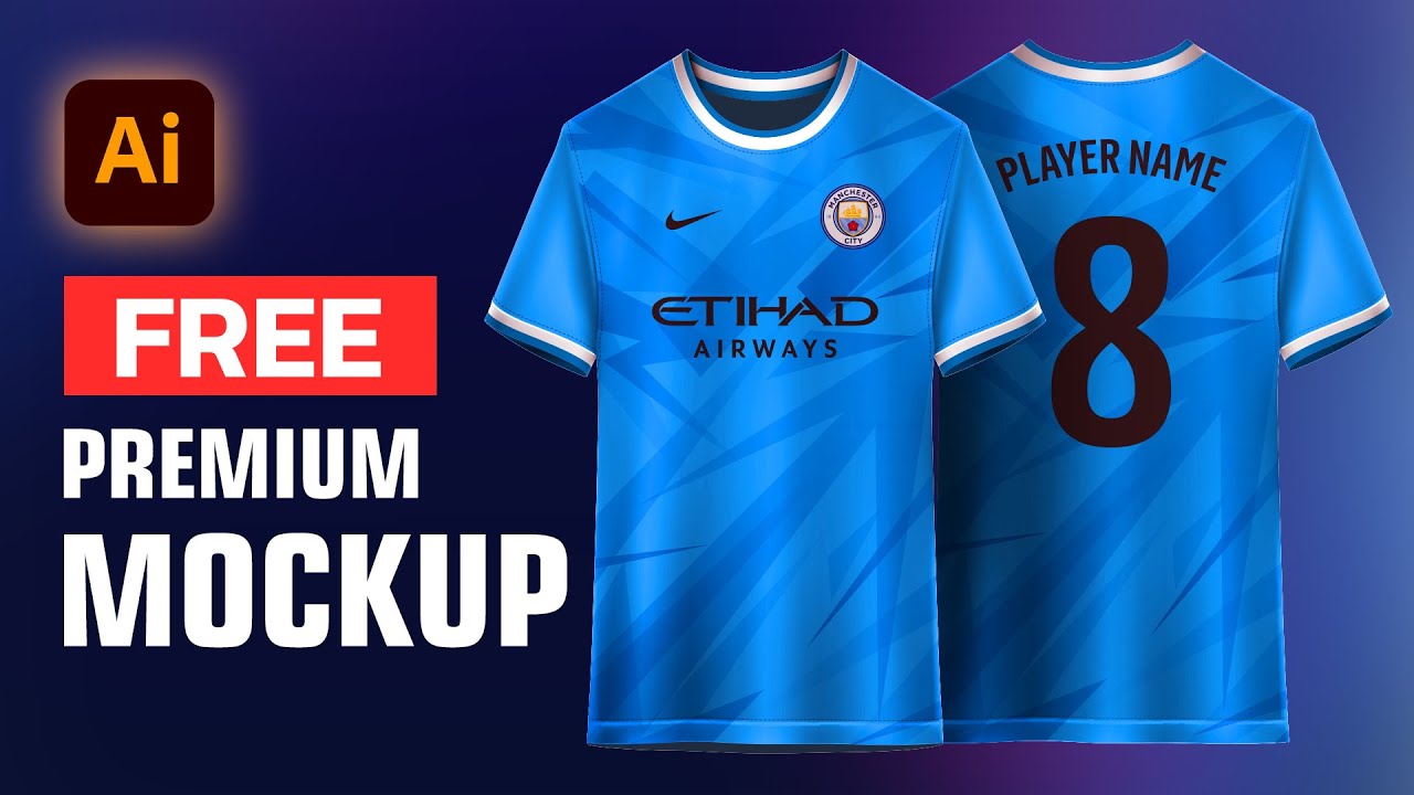 Free Premium Soccer Jersey (Round Neck) Mockup Template Adobe illustrator YouTube