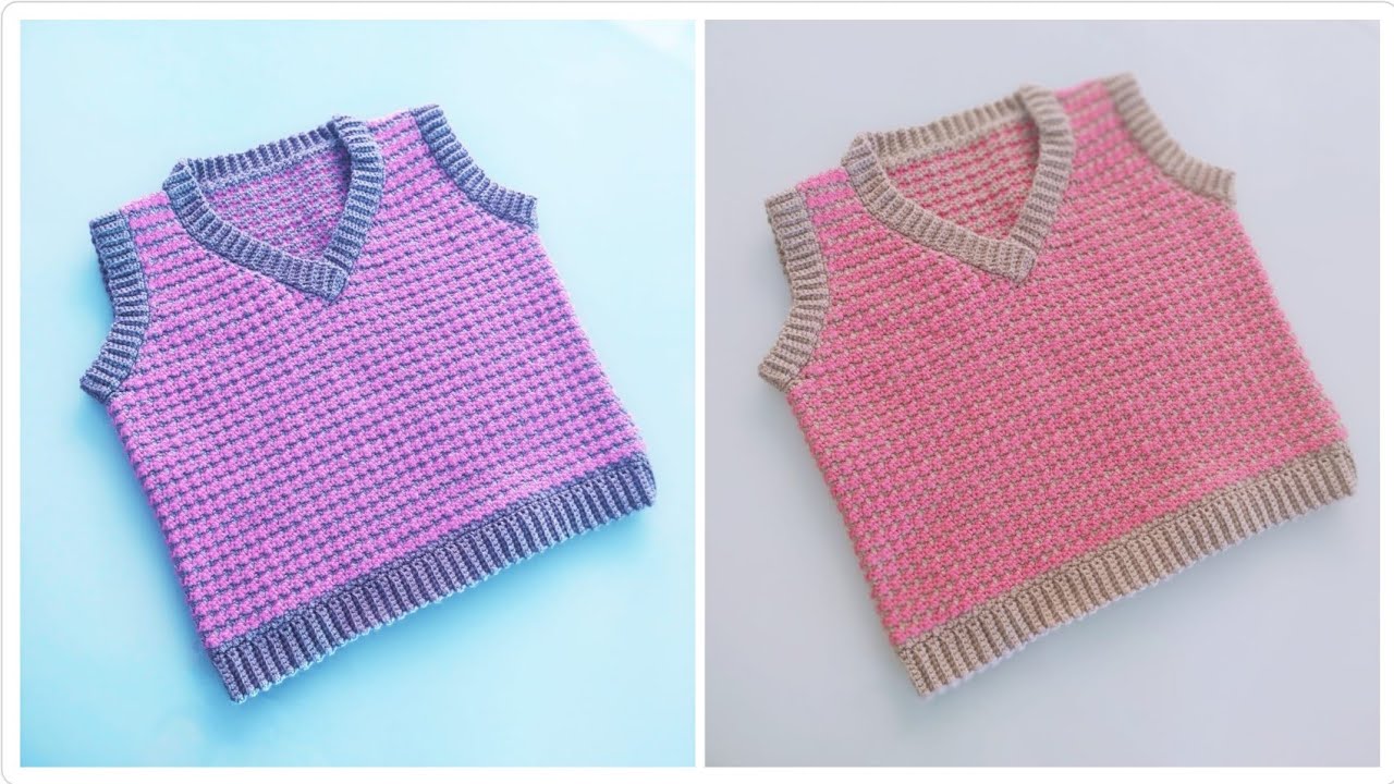 Жилет крючком, размер 3 года, узор 