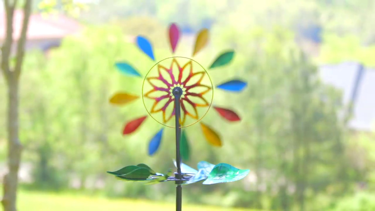 80"H Wind Spinner, Spinning Flower 47M3138 by Evergreen YouTube