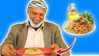 Tribal People Try Spaghetti with Garlic and Olive Oil