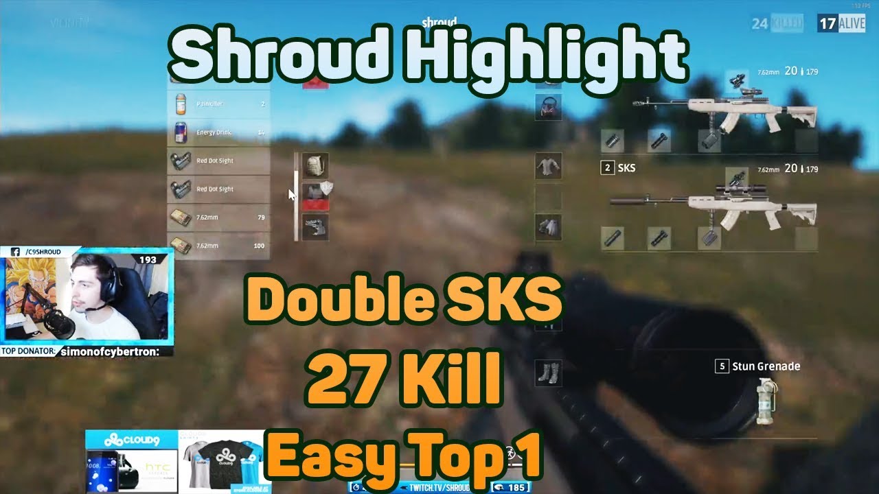 Double SKS - Shroud 27 Kills easy win SOLO FPP [NA] - PUBG Highlight TOP 1 #2