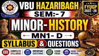 Semester-7 Minor History (इतिहास) MN1-D।। Vidiya Guess Paper#VBU #VAC #Question (2022-26)