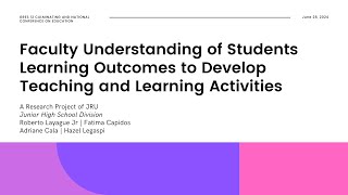 Faculty Understanding of Students Learning Outcomes to Develop Teaching and Learning Activities