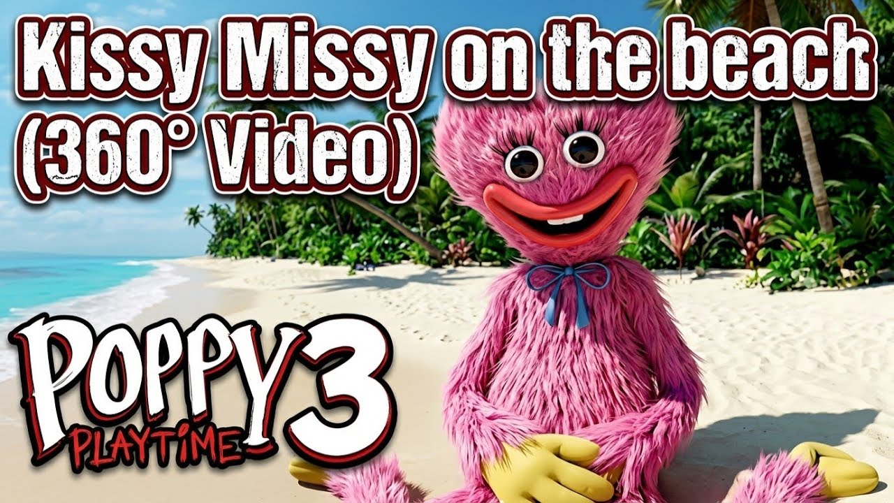 Video Thumbnail for Kissy Missy on the beach (360° Video) | Poppy Playtime - Chapter 3 | 360° VR, AI Animation, 4K