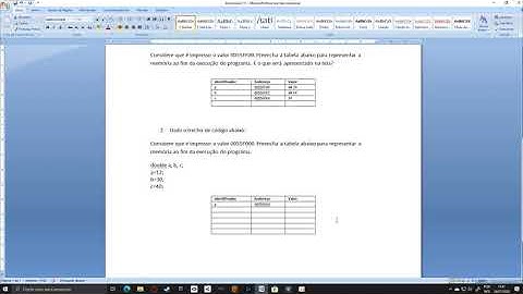 Segunda lista de exercícios sobre variáveis e seus endereços