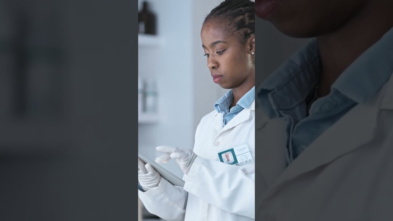 tablet science and vaccine with black woman in lab free videos