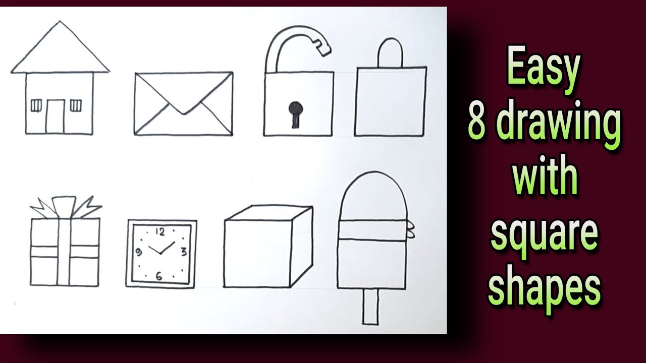Square shape drawing /Easy shapes drawing / Drawing with shapes
