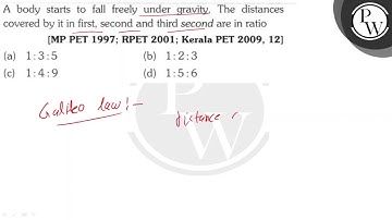 A body starts to fall freely under gravity. The distances covered by it in first, second and thi...