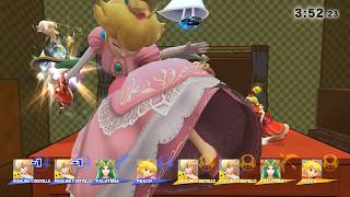 Smash Wii U - 2 Rosalinas, Palutena And Peach Mega Giant Team Battle Only Blast And Screen Ko