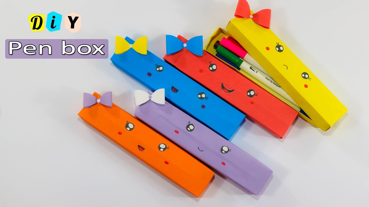 How to make paper pen box with color paper DIY pencil case Back to