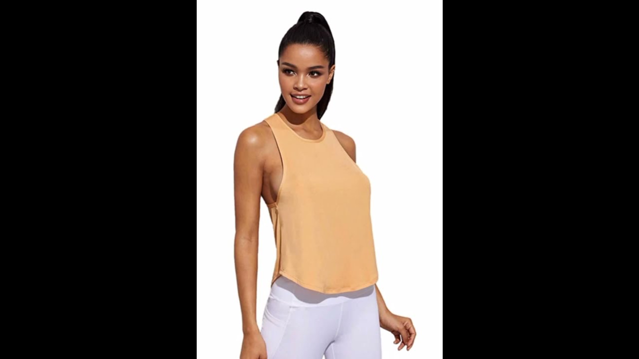 Women's Sleeveless Flowy Loose Fit Racerback Yoga Workout Tank Top