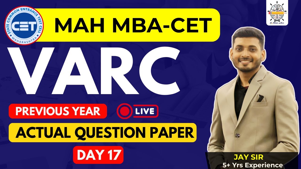 MAH MBA CET25 | DAY 17 | Previous Year Questions |  VARC AND ENGLISH  | By JAY SIR