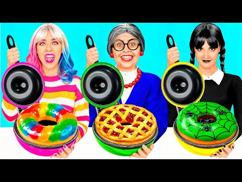 Wednesday vs Grandma Cooking Challenge | Funny Cooking Tricks by Fun Challenge