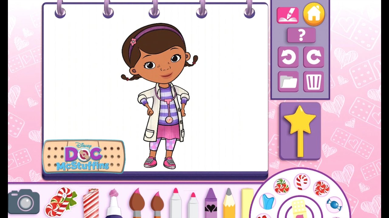 DISNEY COLOR PLAY APP WITH DOC MCSTUFFINS LAMBIE HALLIE STUFFY IN DOC'S ...