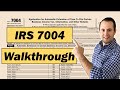 How to fill out irs form 7004 for a business tax filing extension