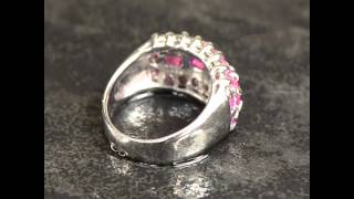 Celebrity Classic Natural African Ruby Center Line Attention Ring 925 Silver Size 6.5 Profile