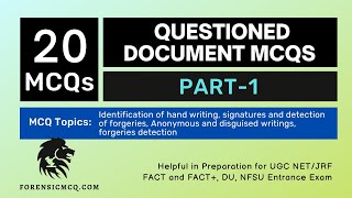 Questioned Document MCQs With Answers | Examination of Forensic Documents & Forgery UGC NET Paper