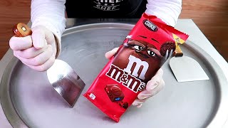 M&M's Chocolate Bar ice cream rolls street food - ايسكريم رول على الصاج إم آند إمز
