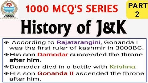 J&K History Important MCQ
