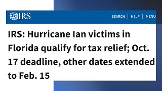 Hurricane Ian victims in Florida qualify for tax relief