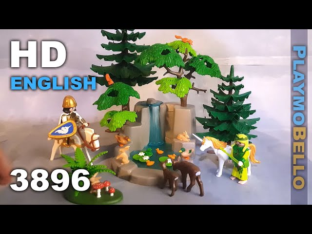 1997) Playmobil 3896 Forest Waterfall with Unicorn and Knight
