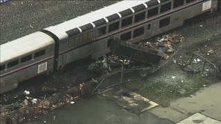 SkyFOX over Amtrak train vs. dump truck accident in Oakland