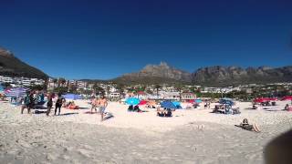 Test the water temperature in beach of Cape Town
