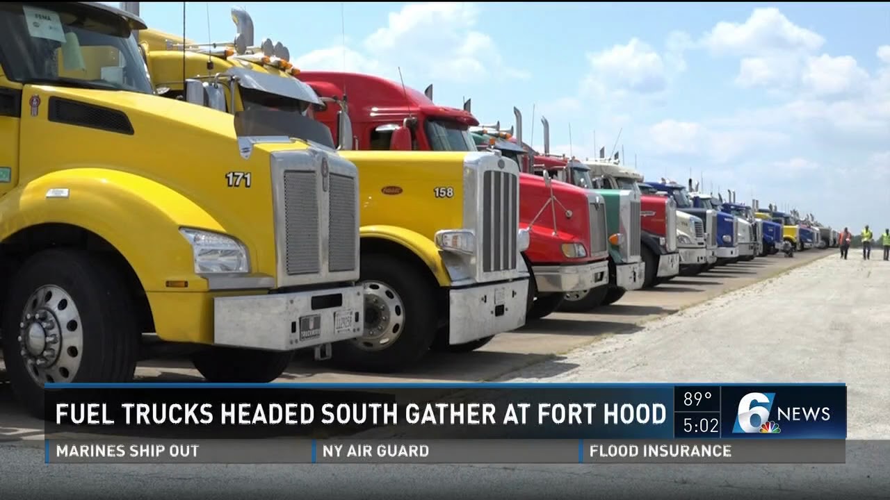 Fuel trucks headed south gather at Fort Hood