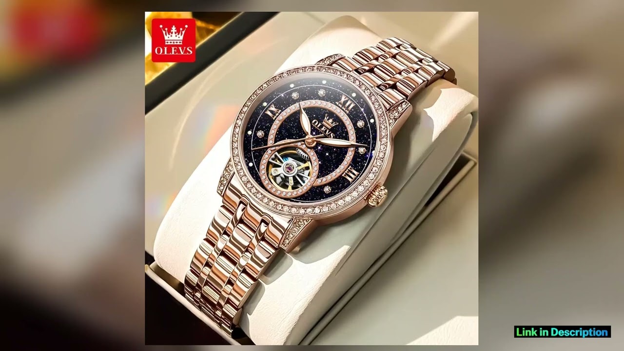 OLEVS Hollow Womens Watch Fully Automatic Mechanical Watch Luxury Diamond Inlaid Starry Sky