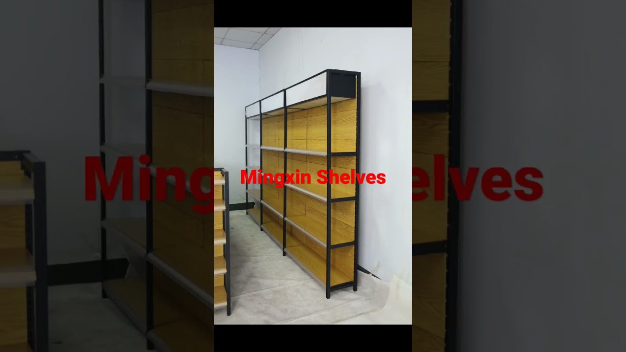 Supermarket shelves30 four-column wood grain transfer Yellow
