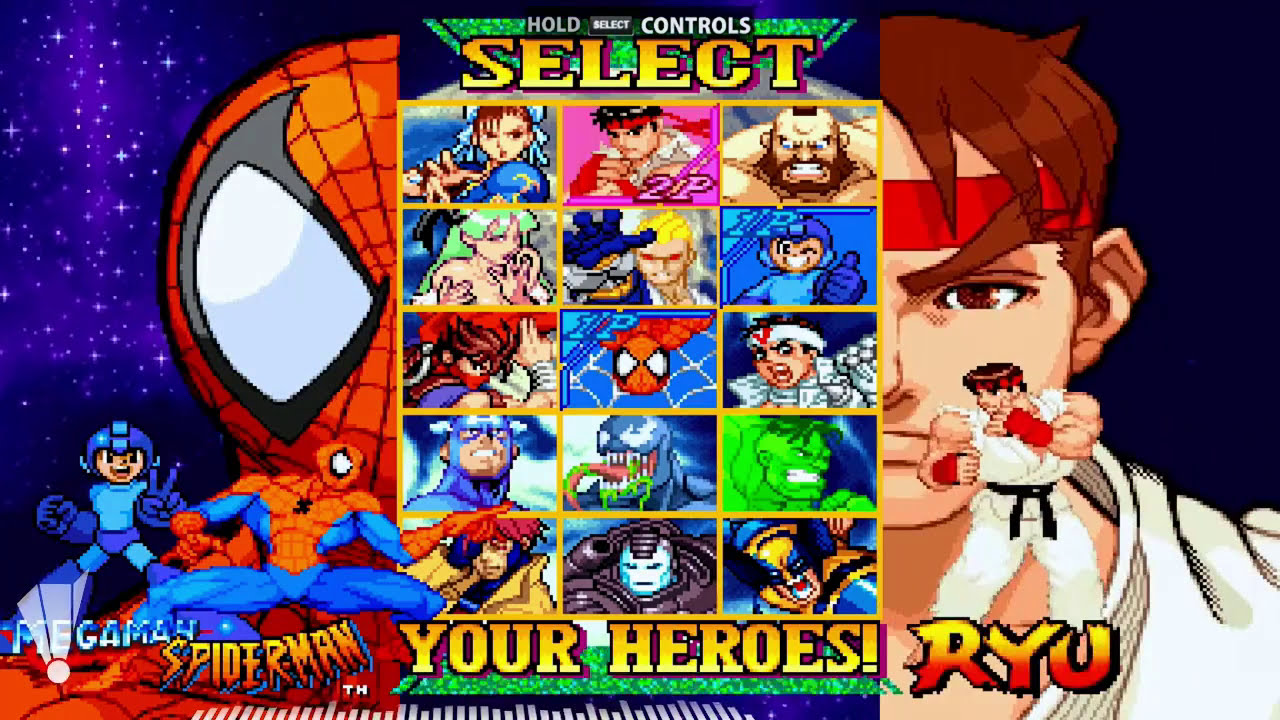 Marvel vs Capcom CPS2 character select screen mockup(only) with all normal  selectable characters from Marvel Super Heroes vs Street Fighter and X-Men vs  Street Fighter in CPS2 original resolution : r/MvC2