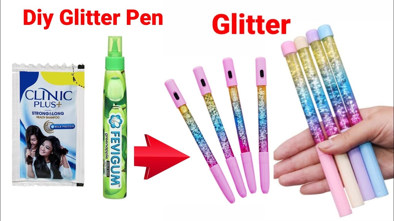 Homemade glitter pen /diy glitter pen/glitter pen making at home/how to