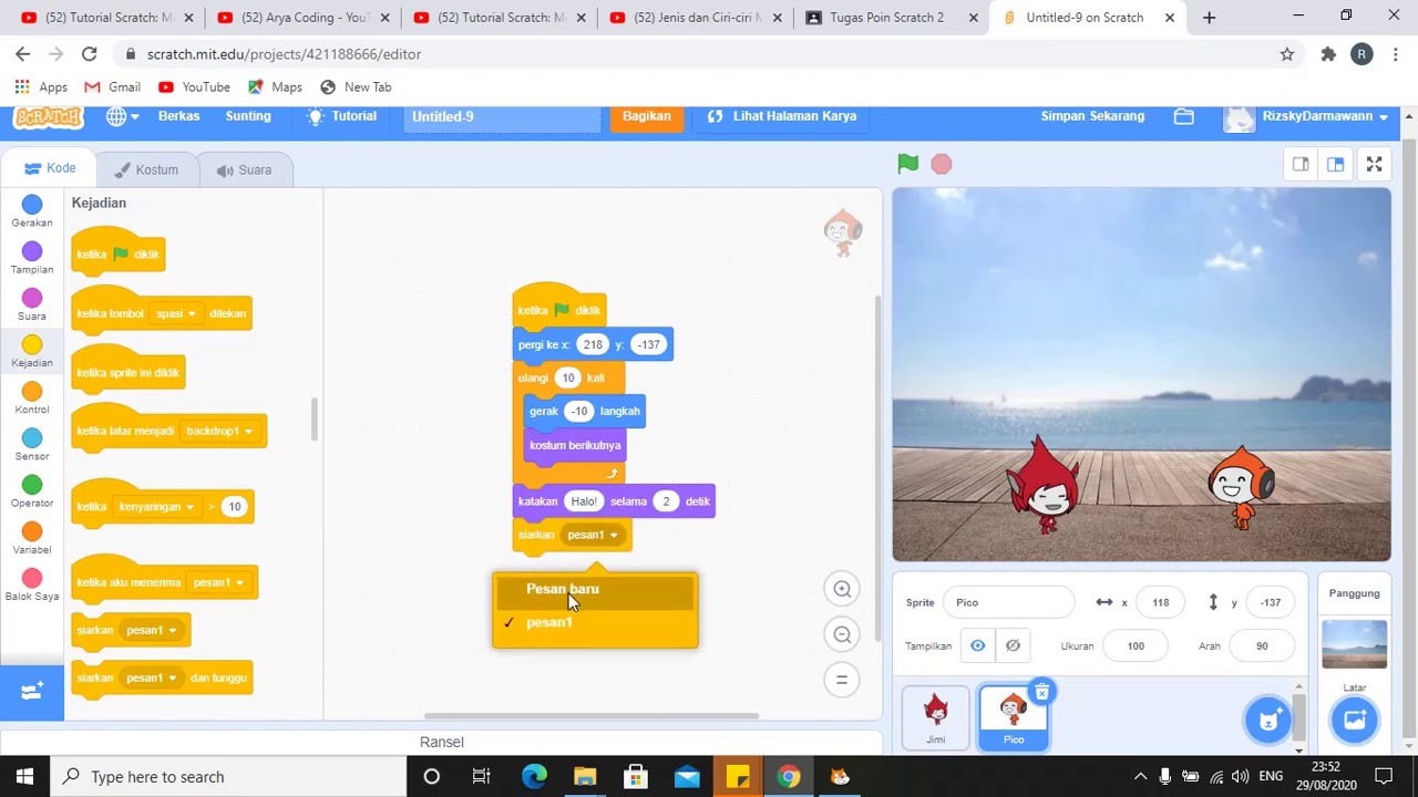 Tutorial animasi cerita pendek scratch - YouTube