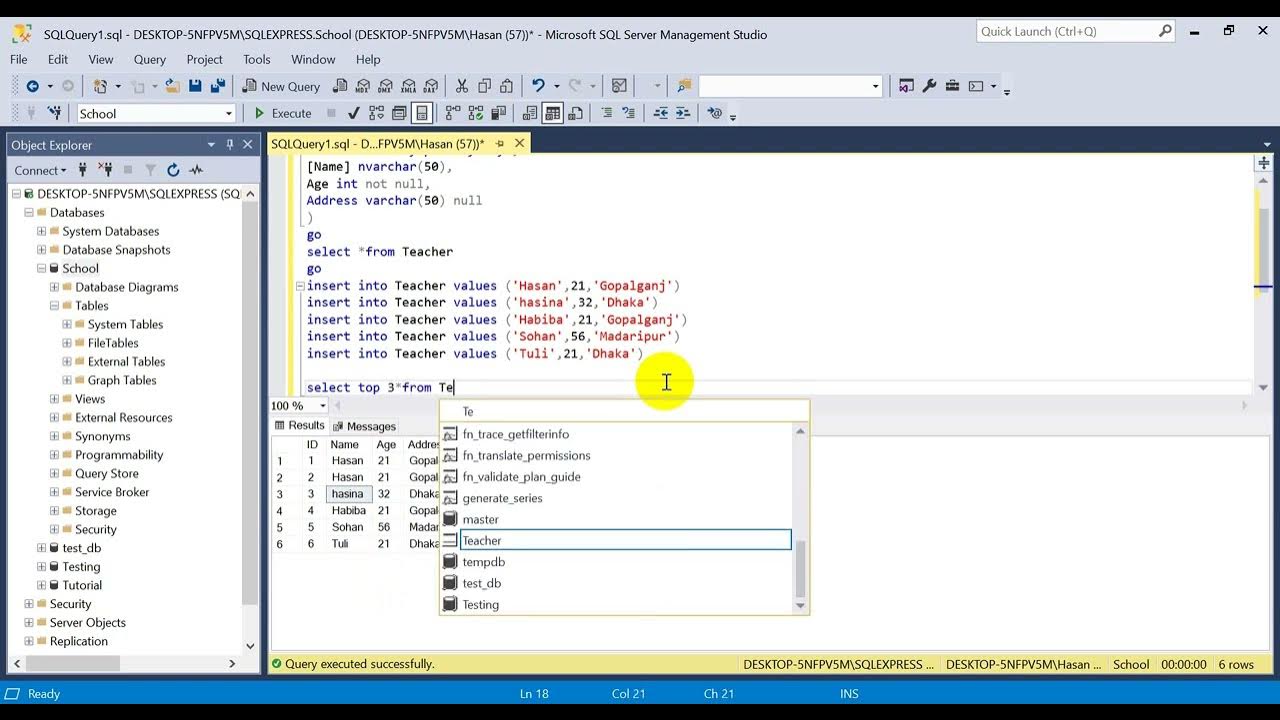 SQL Server part 1 #(Create Database, Table, Insert Data) - YouTube