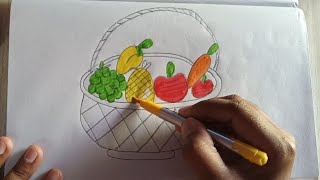 Learn Draw and Color Fruits Basket 🧺 | Kids Learning Colors Video 🎨 |Draw and Colors with Fruits 🍎🍇 